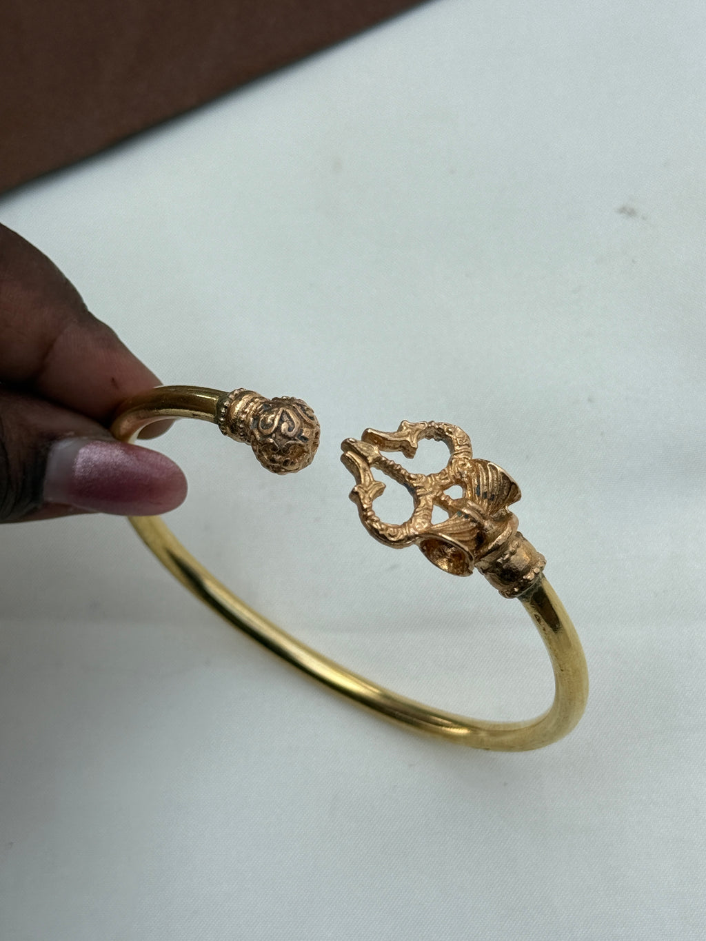 Ph306 panchaloham unpolished thrishulam adjustable kada bracelet (2-12 size)