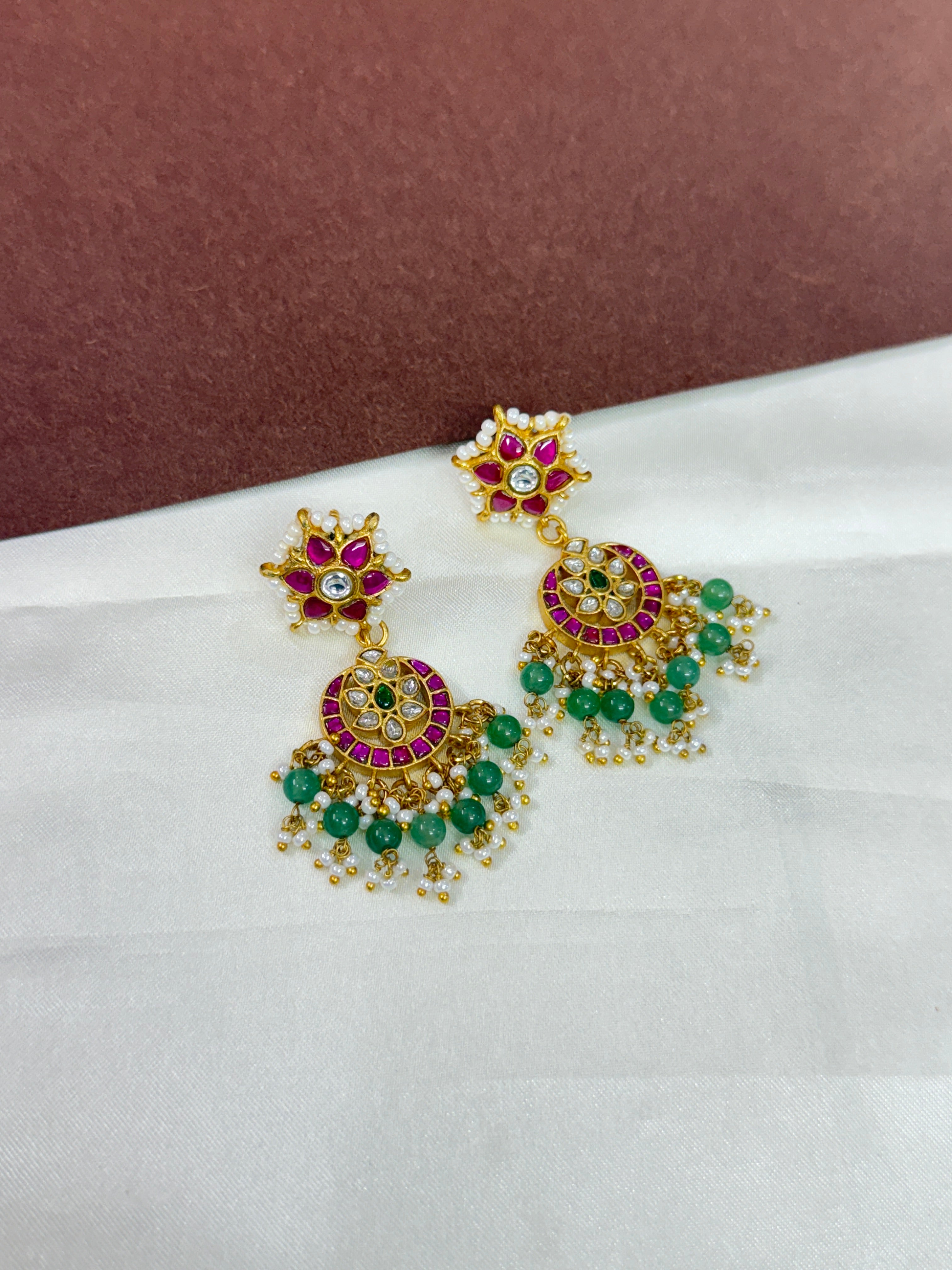 Er114 jadau Kundan chandbali earrings