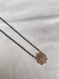 18inches single line Black Beads with circle diamond finish pendant BB5183