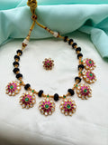 Jadau Kundan black ball neckset with studs Ns203