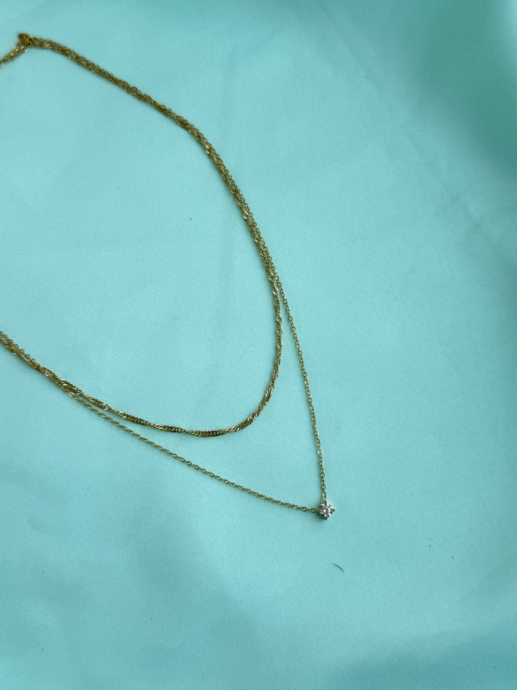 DC107 anti tarnish stone 2 layer's 18inches adjustable daliy wear chains