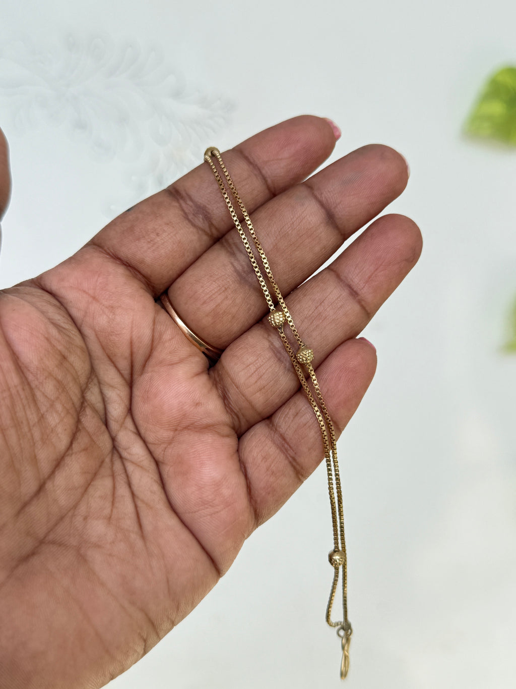 Ph039 panchaloham unpolished 7 inches two layers daily wear chain bracelet