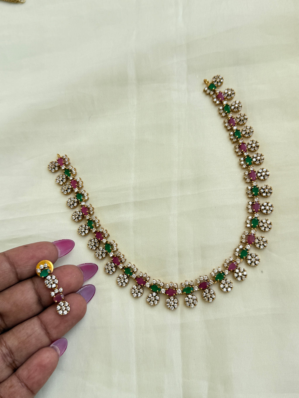 Ns269 multi cz neckset with earrings..!