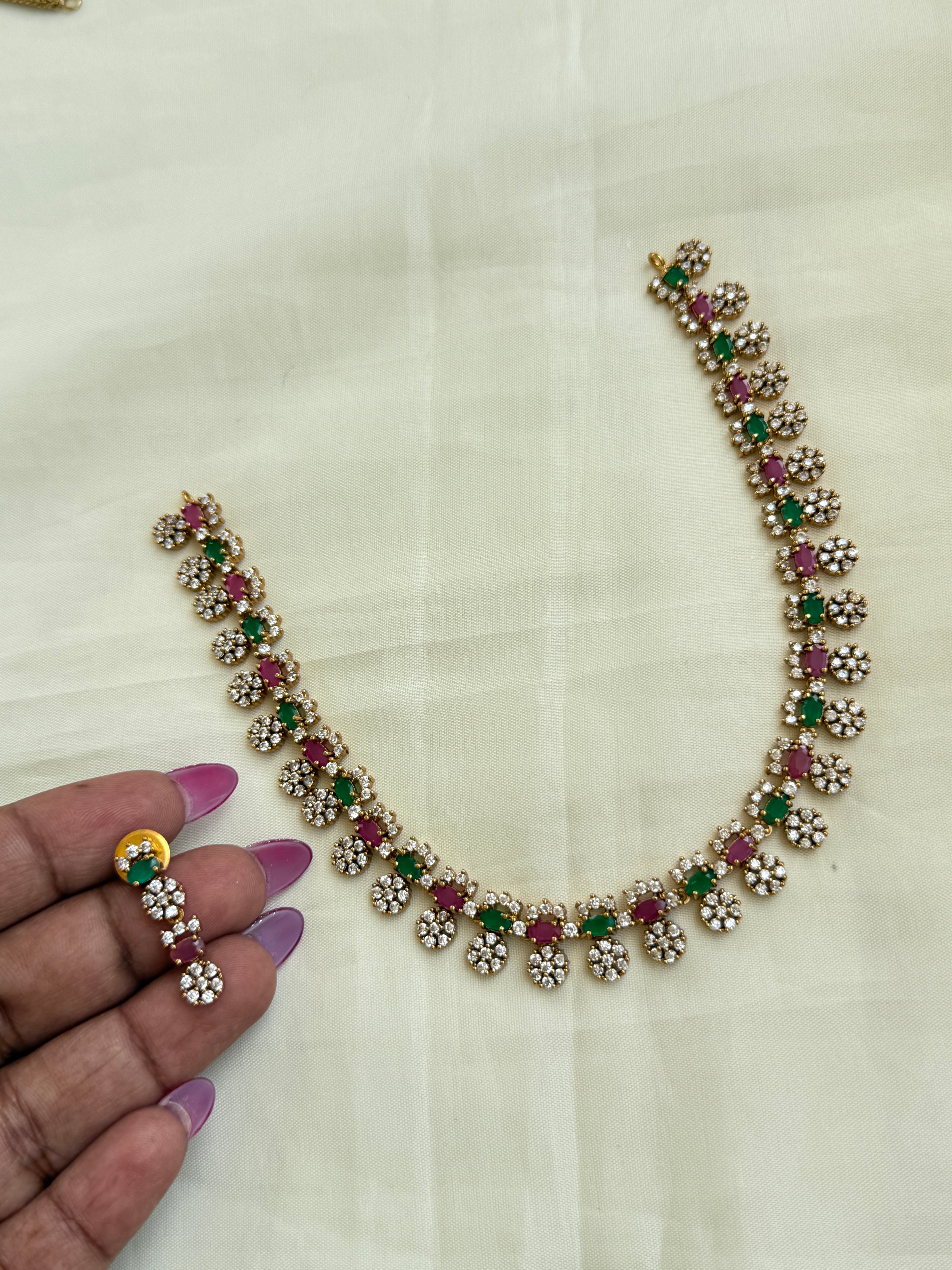 Ns269 multi cz neckset with earrings..!