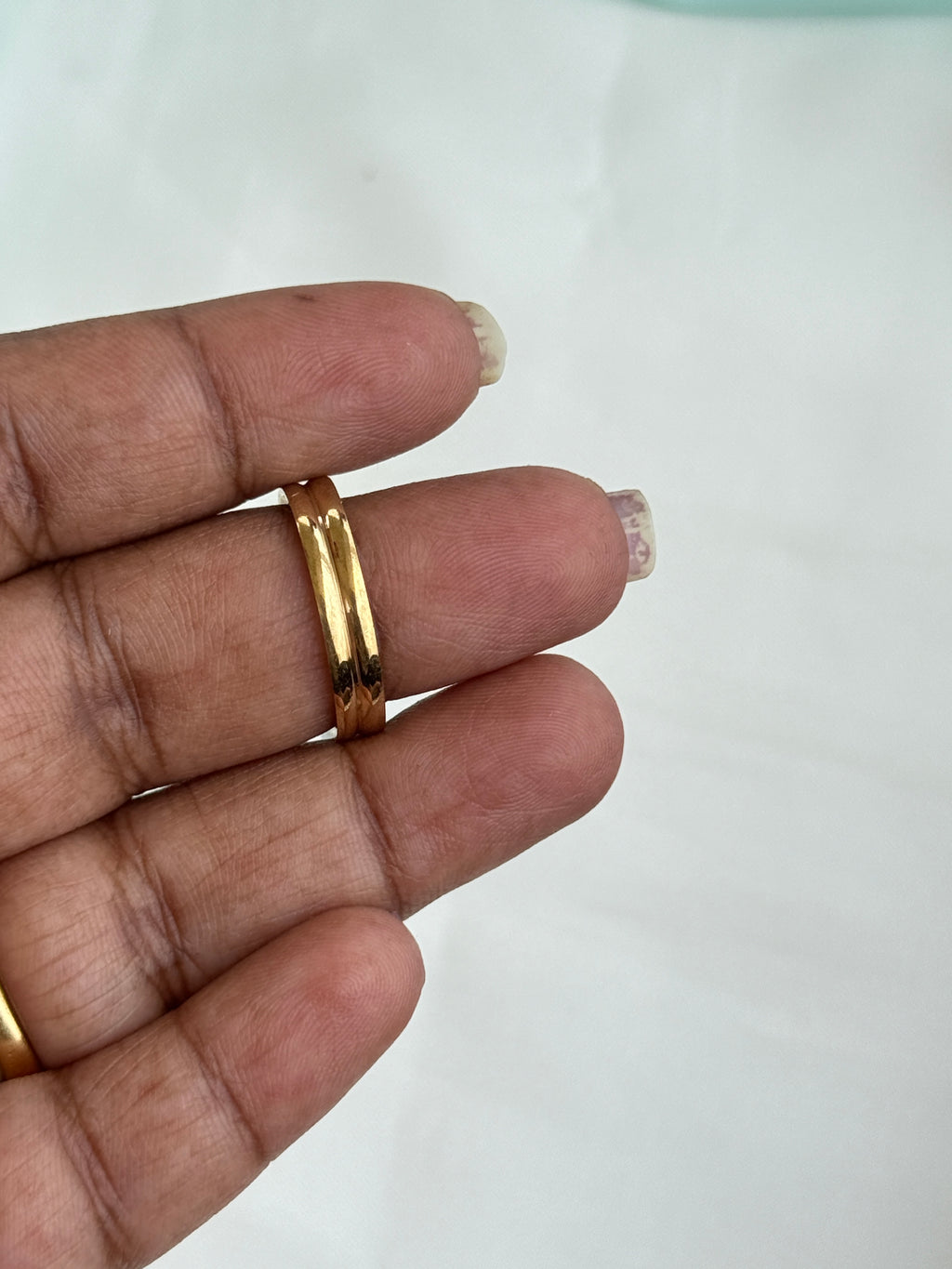 Rg083 anti tarnish double line finger rings