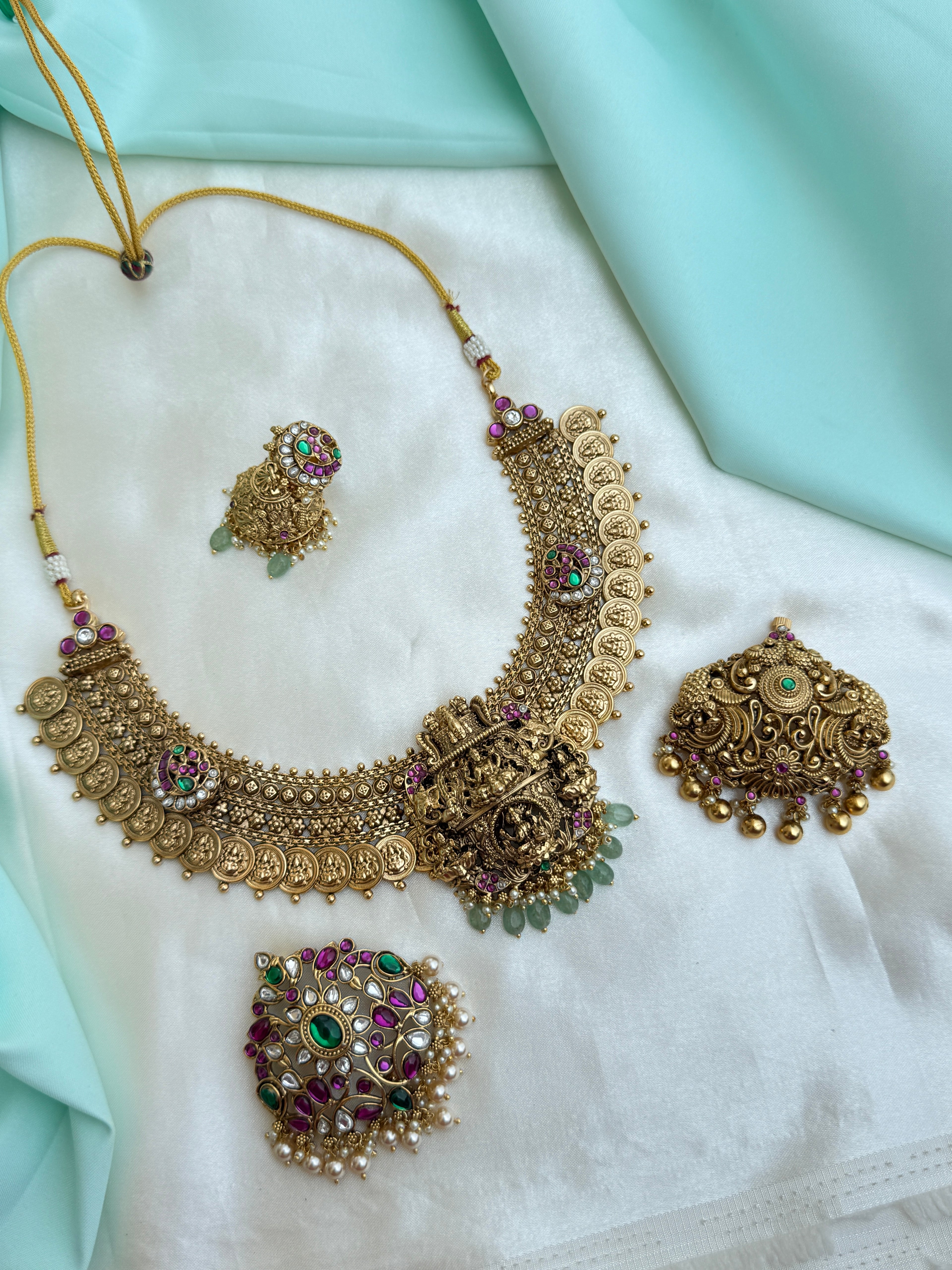 Ns807 Lakshmi devi jadau kundan 4 in one neckset