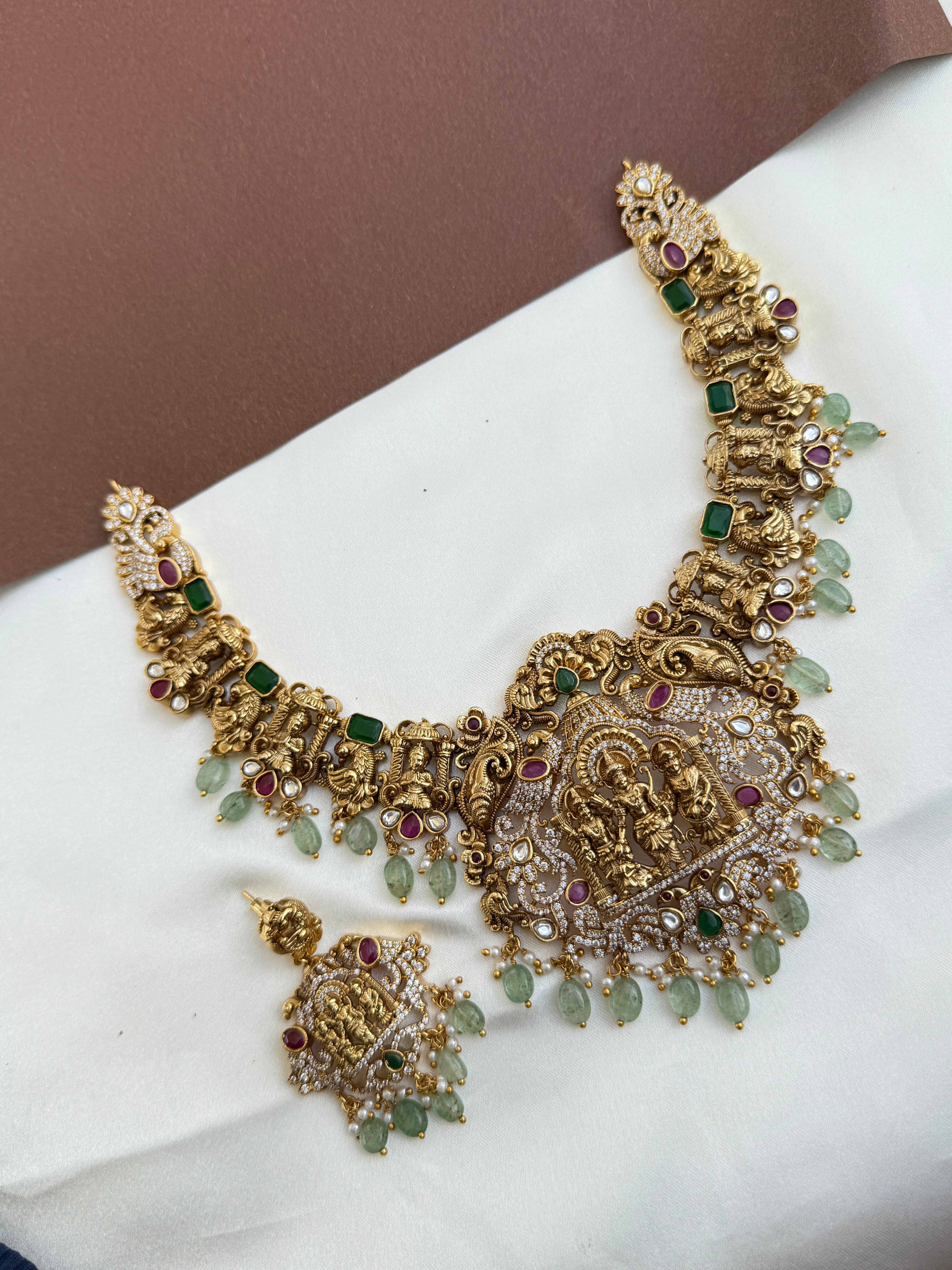 Ns353 ramparivar nakshi cz Kundan neckset