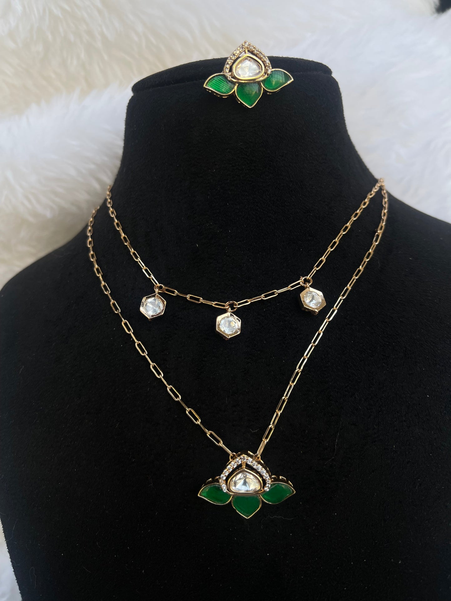 2 layers Moissanite kundan neckline with earrings