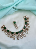 Emerald  Kundan green white Neckset with earrings ns231
