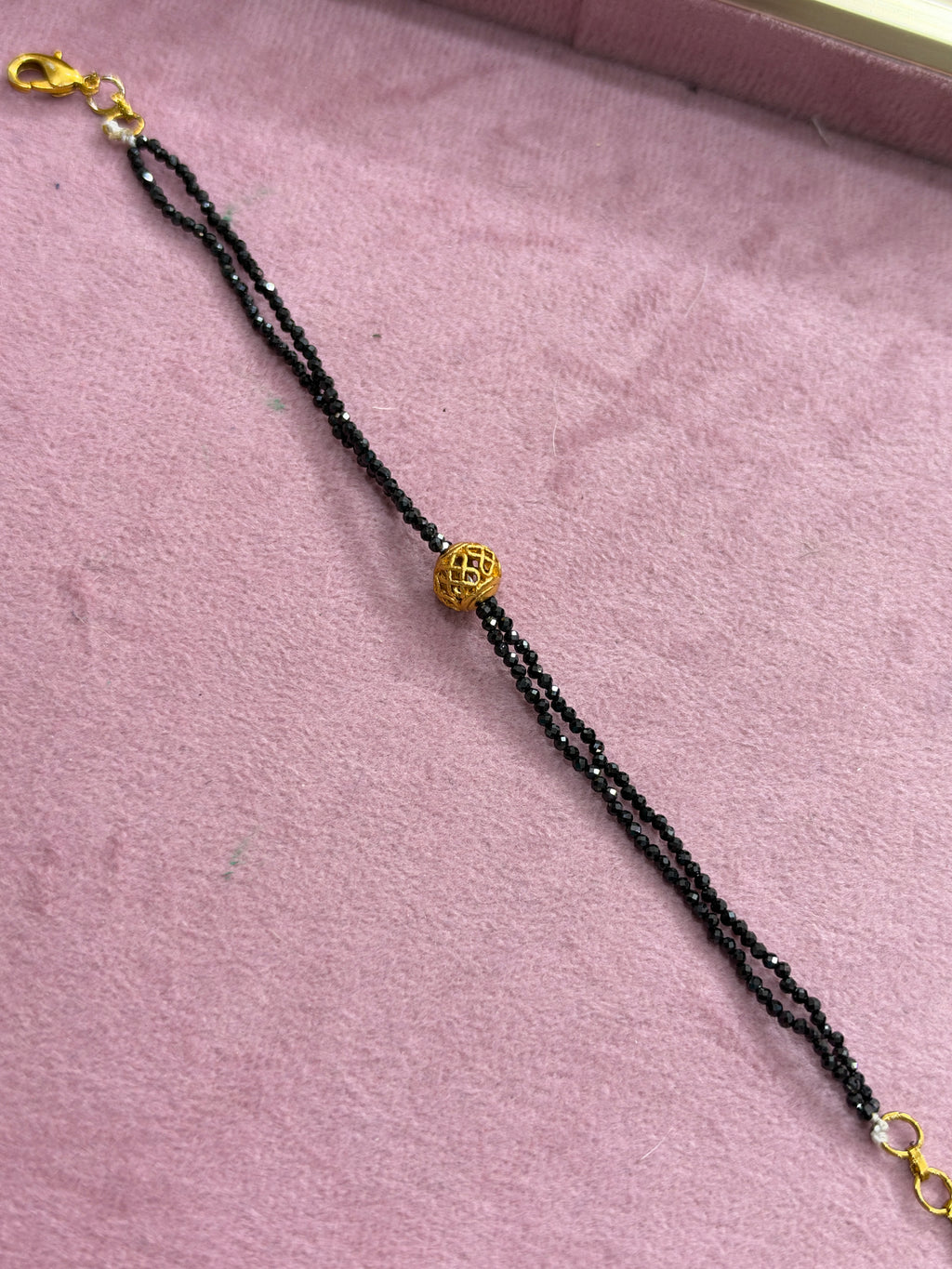 Br0015 2 lines crystal blackbeads with antique ball (6inches)