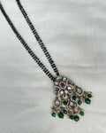 Twoline blackbeads with Victorian pendant bb1710