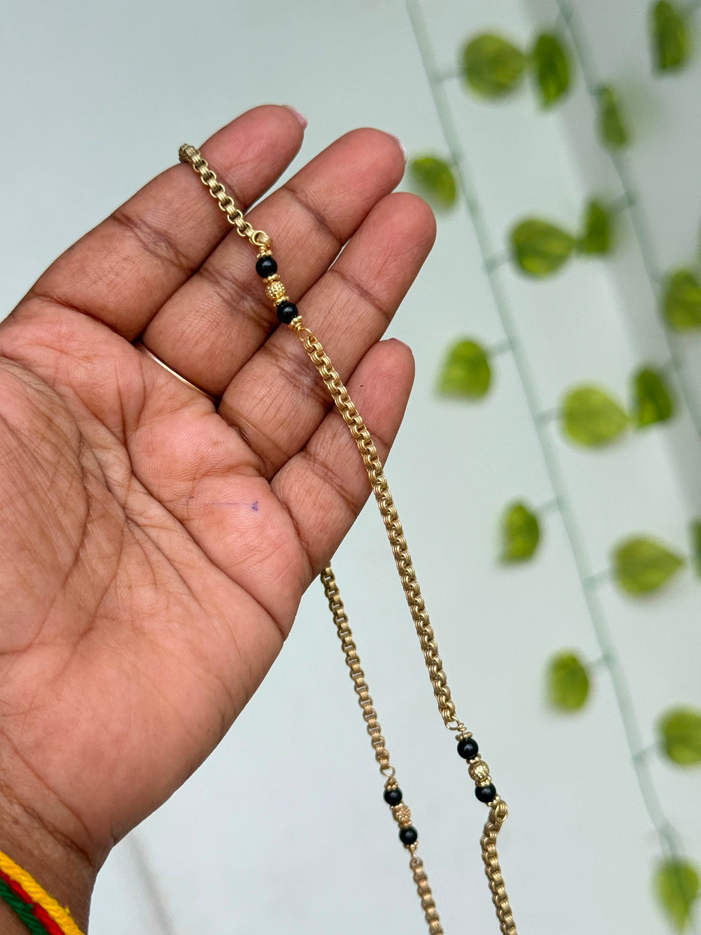 TC067 24 inches thali chain with black bits