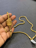 Tc642 panchaloham unpolished lakshmidevi side pendant thali chain 24 inches