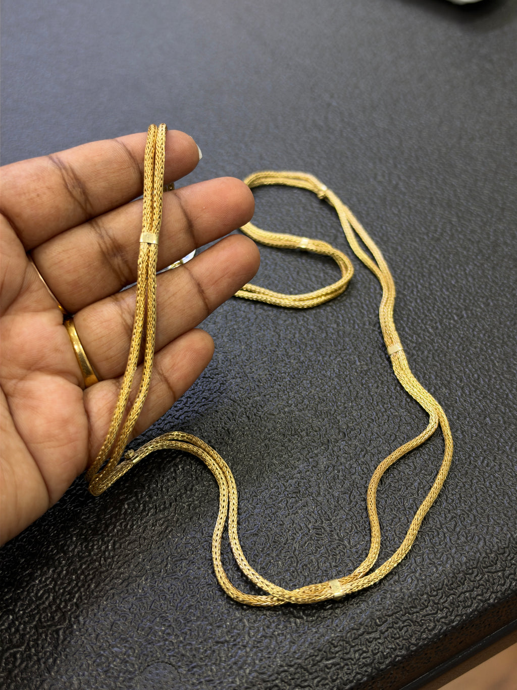 Tc643 2lines nano unpolished panchaloham 24 inches thali chains