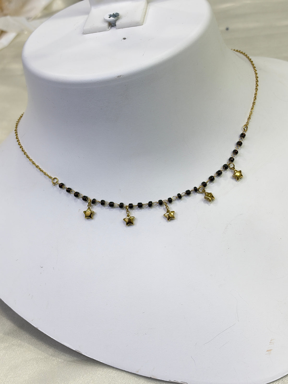 Bb472 anti tarnish few starts 16 to 18 inches adjustable black beads&nbsp;