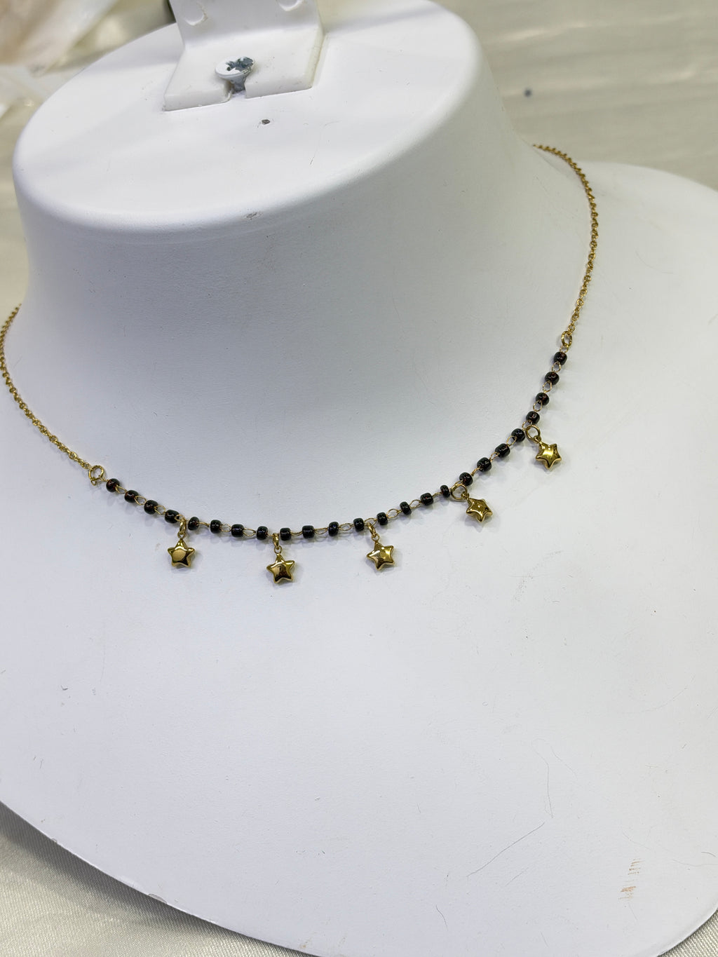 Bb472 anti tarnish few starts 16 to 18 inches adjustable black beads&nbsp;