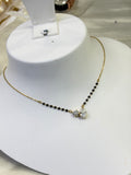 Bb470 anti tarnish 2 stones 16 to 18 inches adjustable black beads