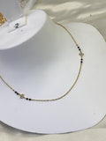 Bb474 anti tarnish said flowers pendent 16 to 18 inches adjustable black beads