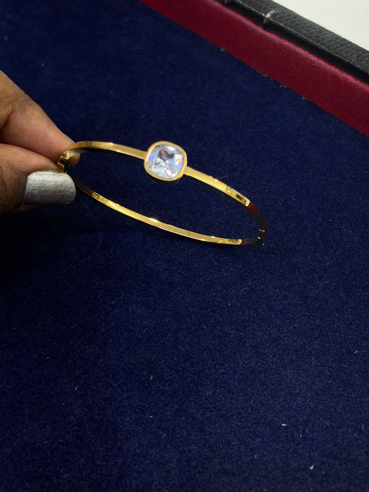 Br0017 anti tarnish single stone 2:0 to 2:2 size kids openable kada bracelet