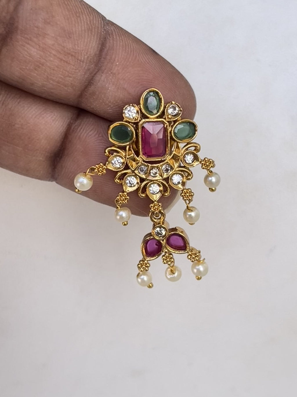 Small size multi color earrings in gold finish