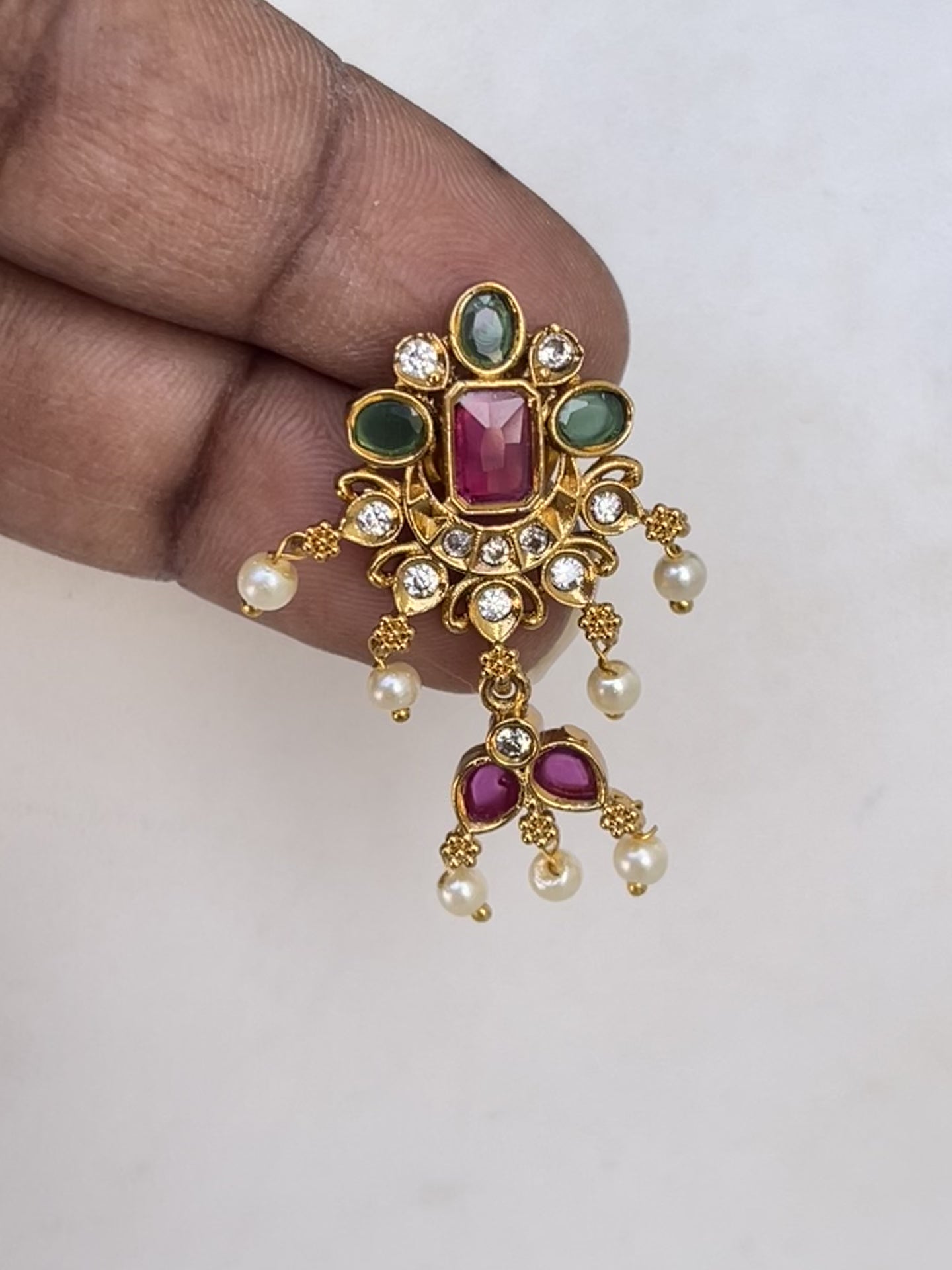 Small size multi color earrings in gold finish