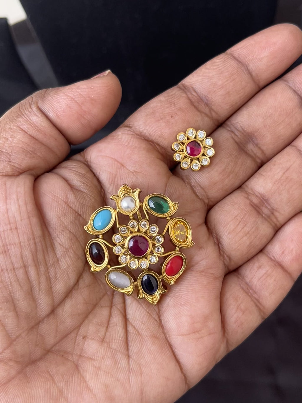 Navarathan pendent earrings