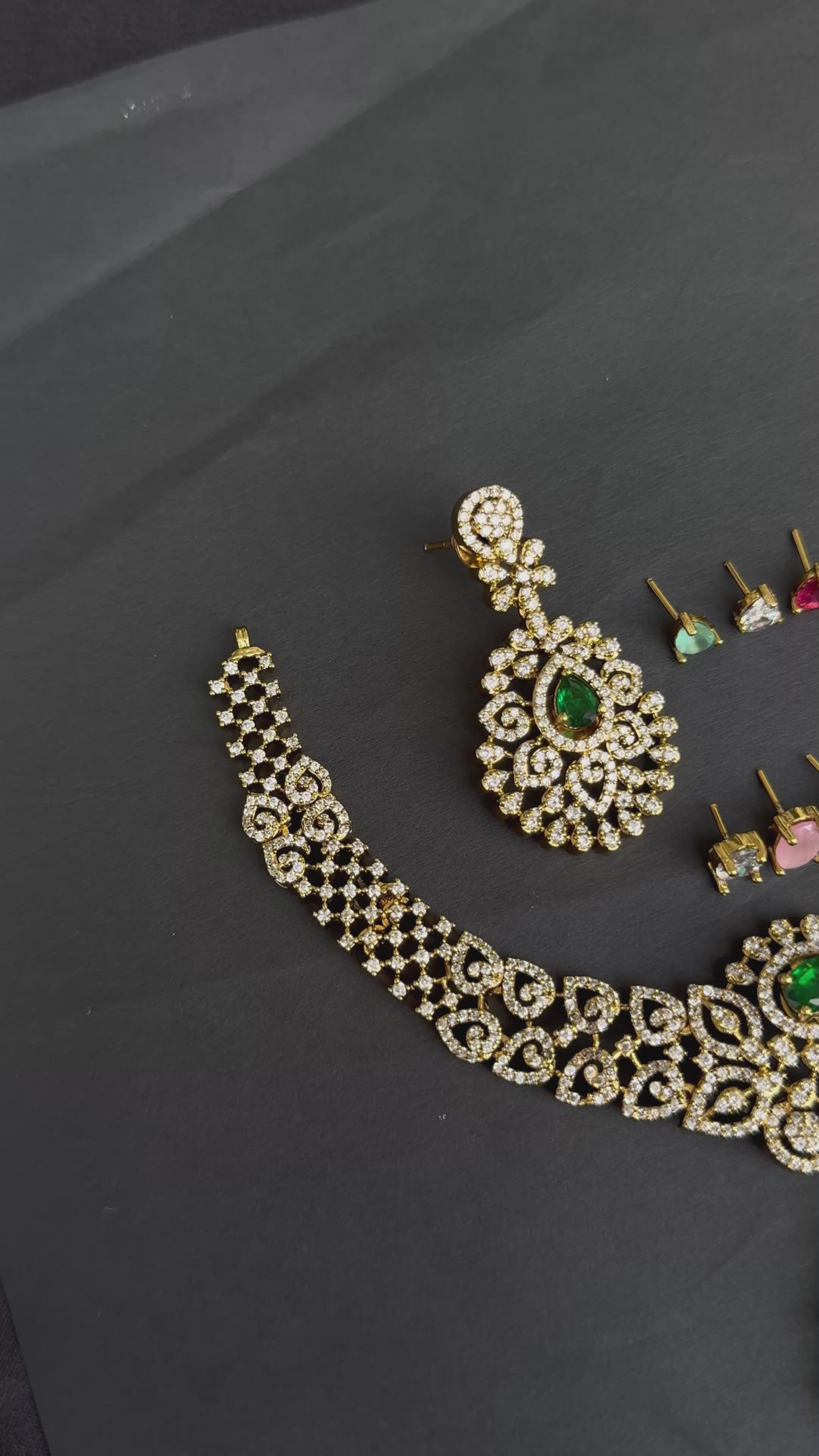 NS387 Cz Changable neckset with earrings