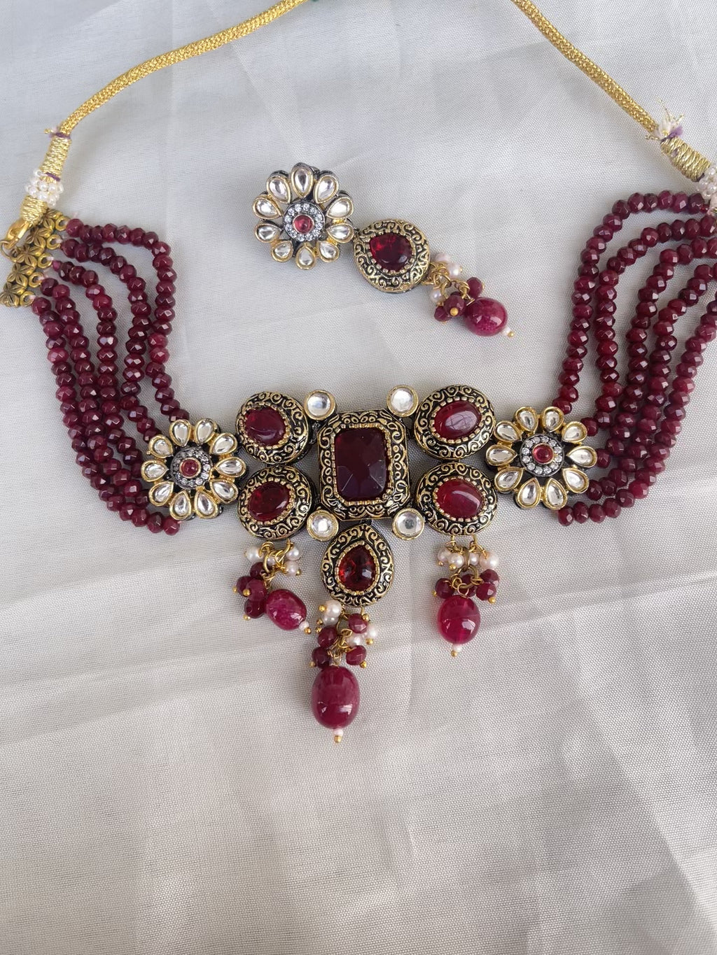 Ruby beads with choker