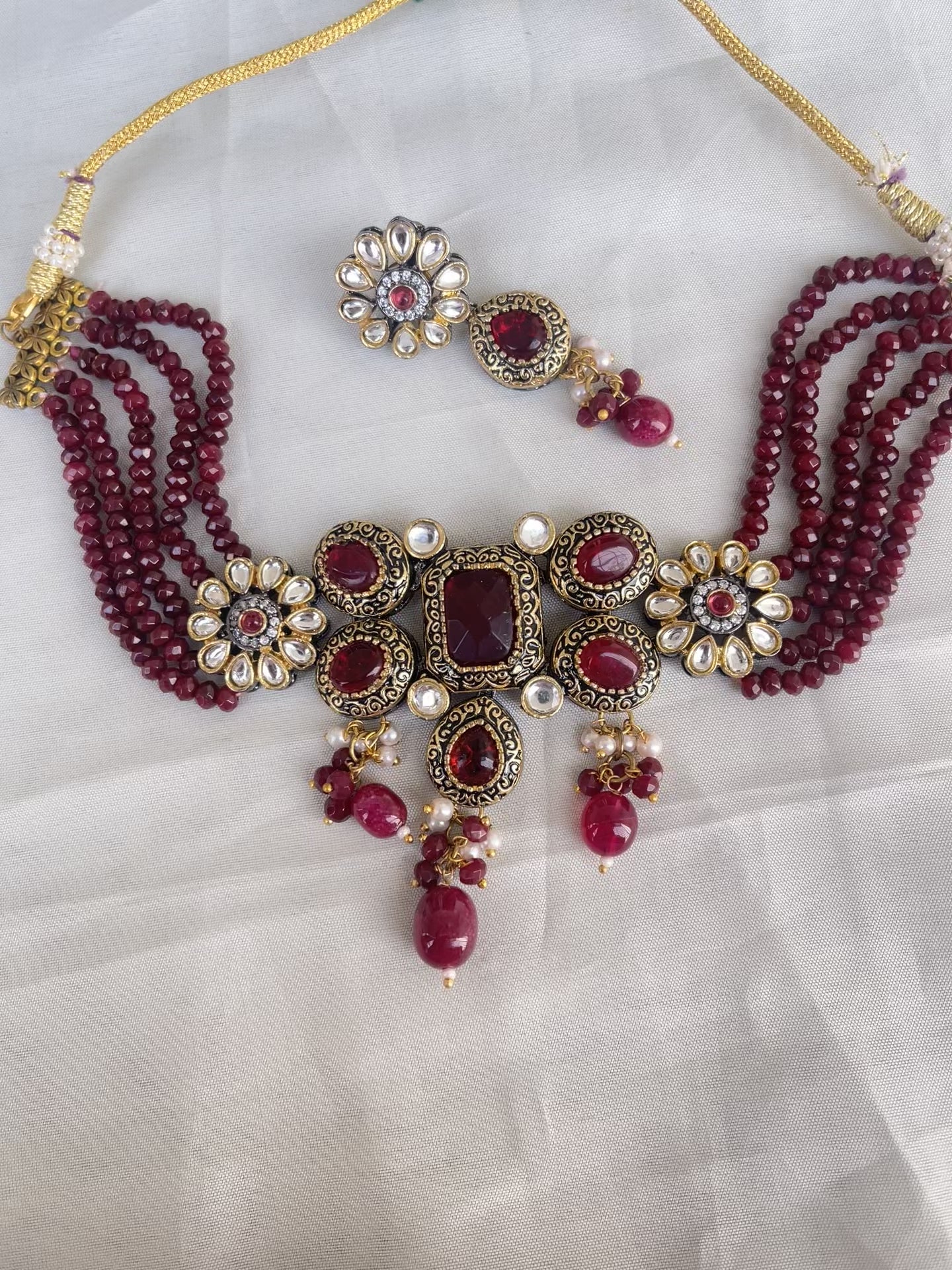 Ruby beads with choker