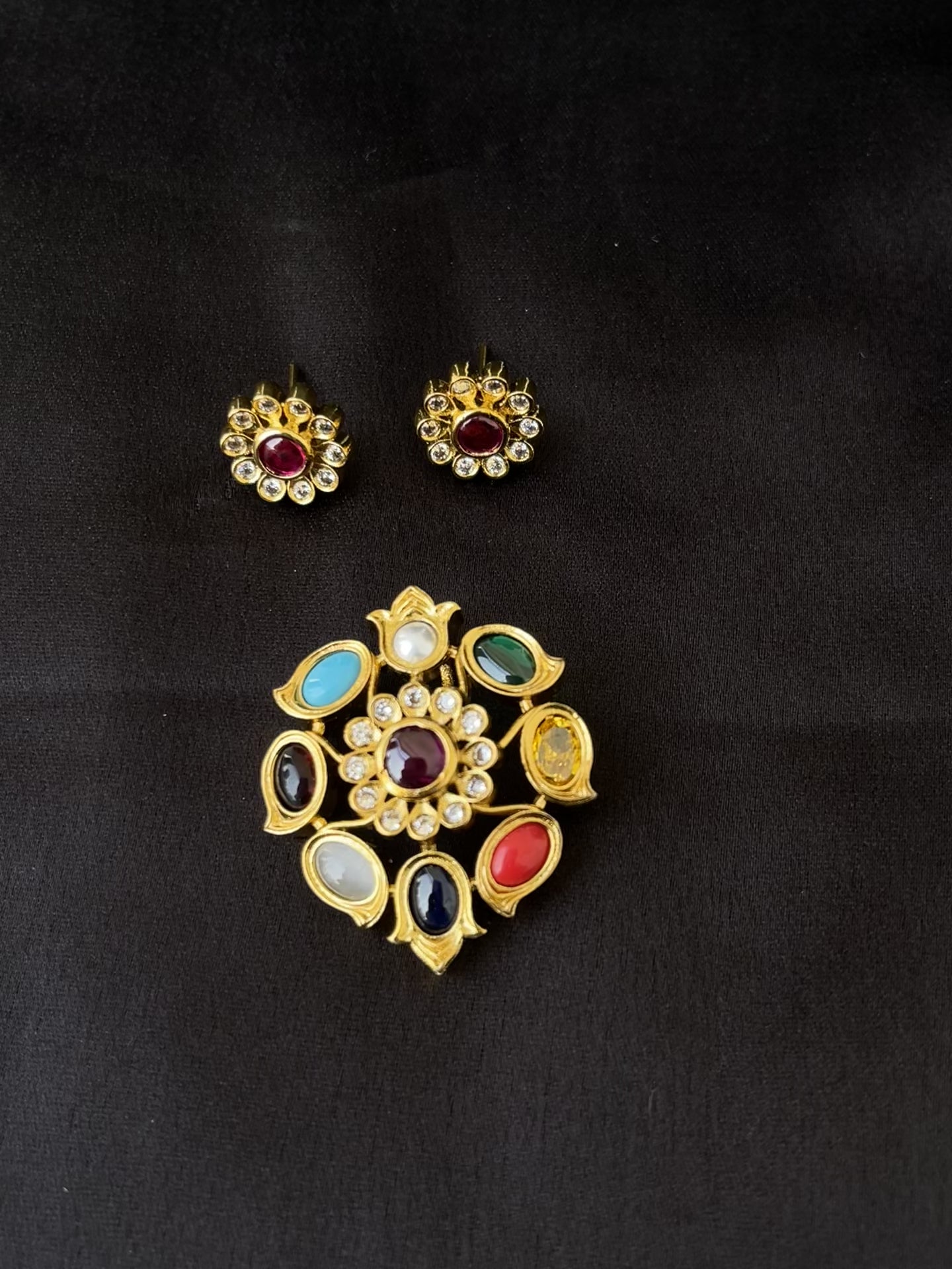 Navarathan pendent earrings