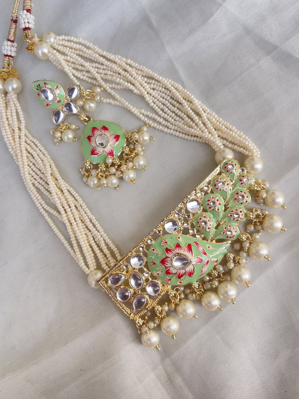 Meenakari pearl neckset