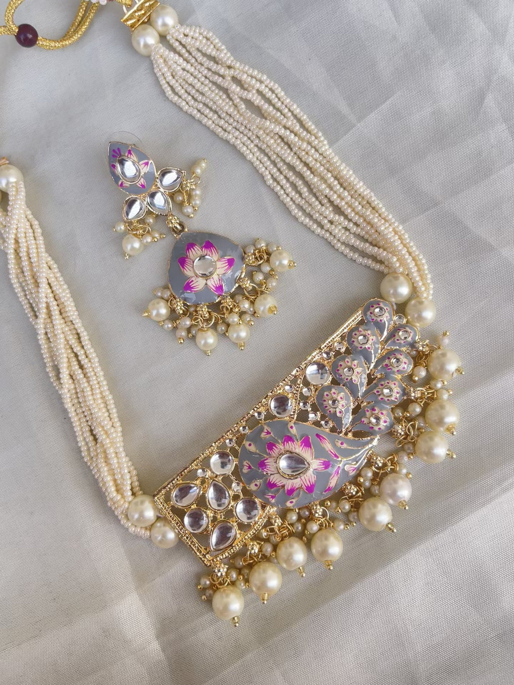 Meenakari pearl neckset