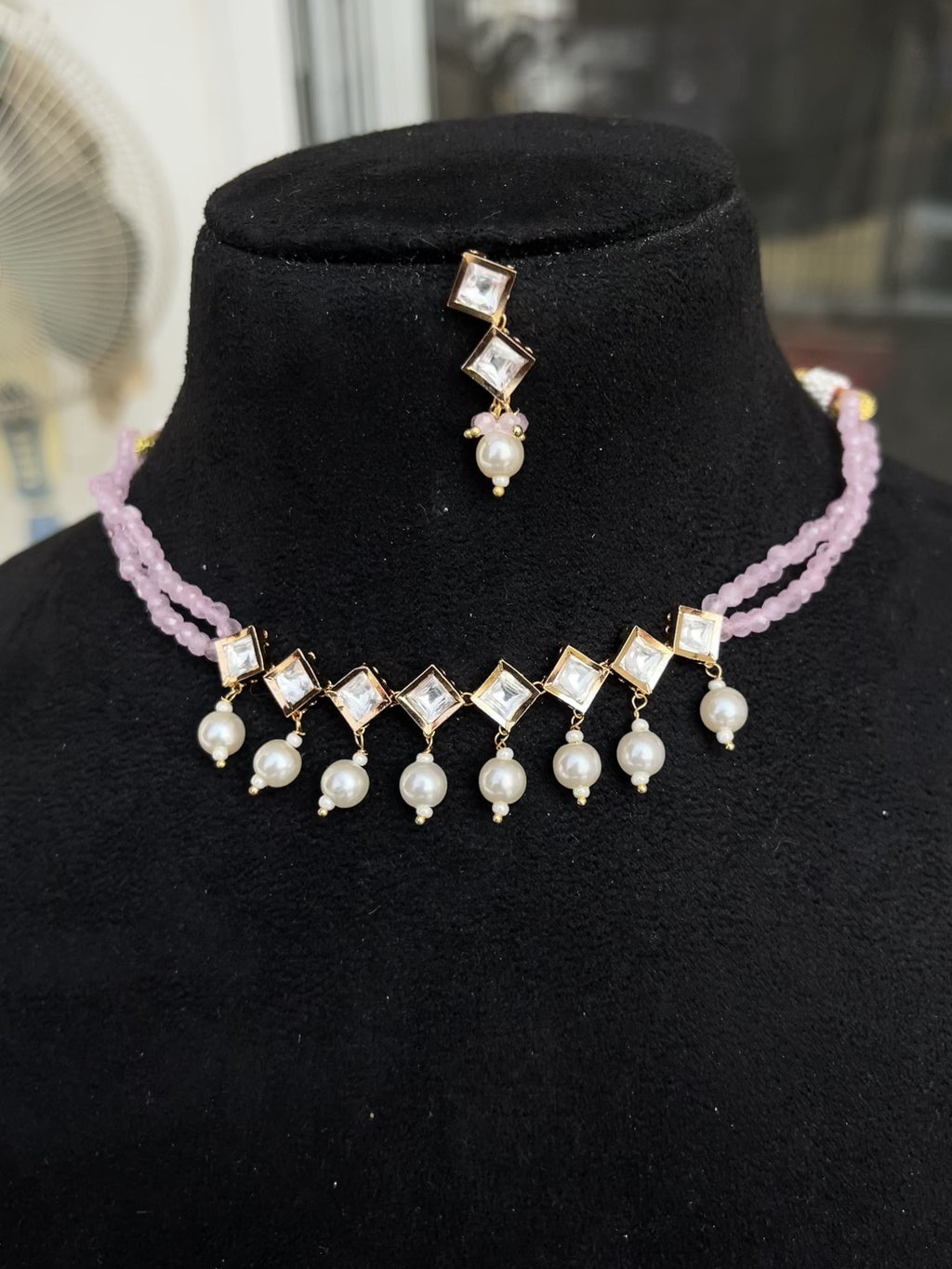 2lines beads Kundan choker