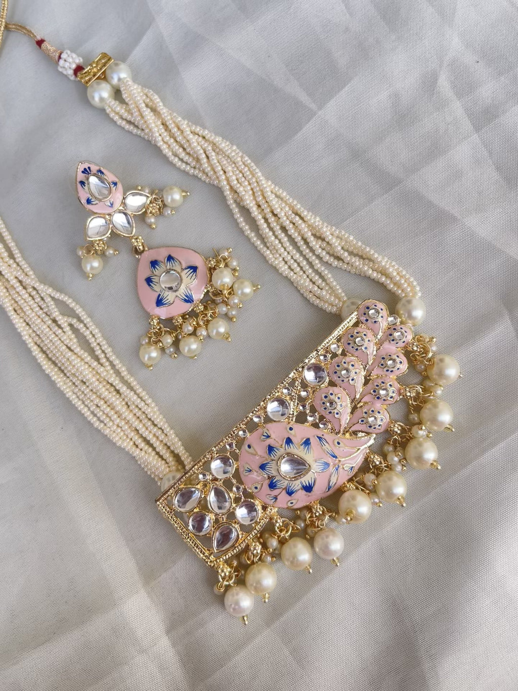 Meenakari pearl neckset