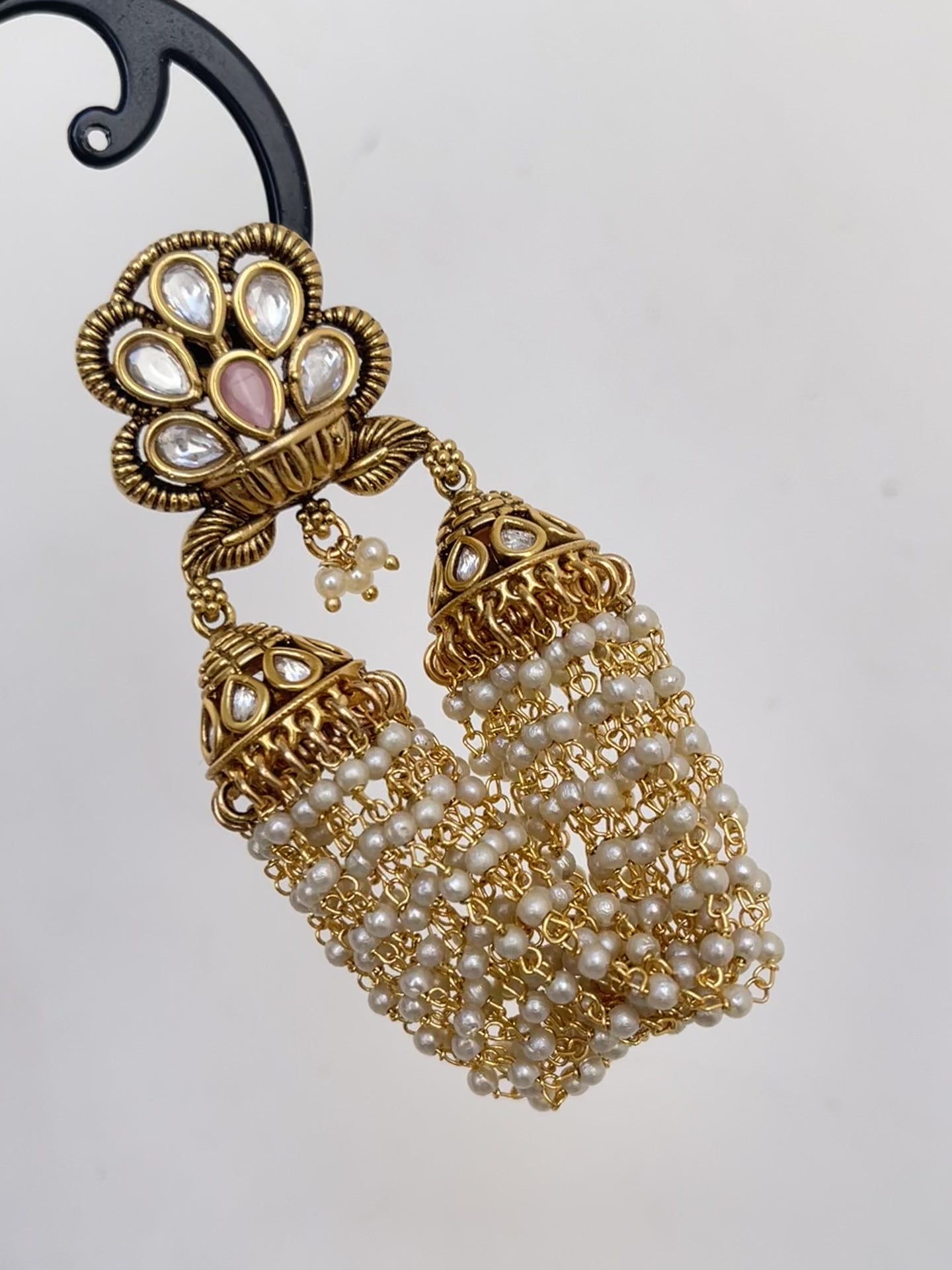 Antique kundan Chandbali Pearl Earrings