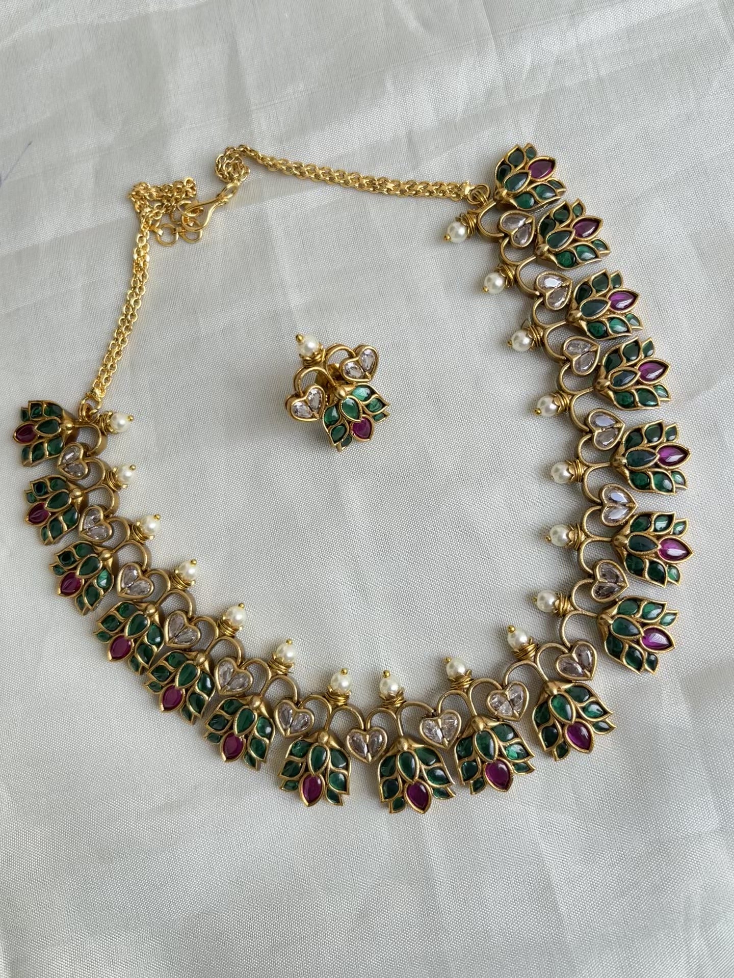 Green Lotus Kundan neckset ns0010