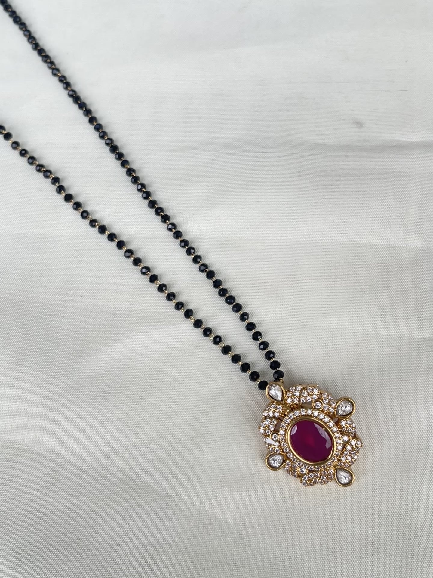 Single line blackbeads with Ruby stone pendant bb1713