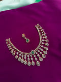Diamond leafs green pendant emerald short neckset with earrings ns844