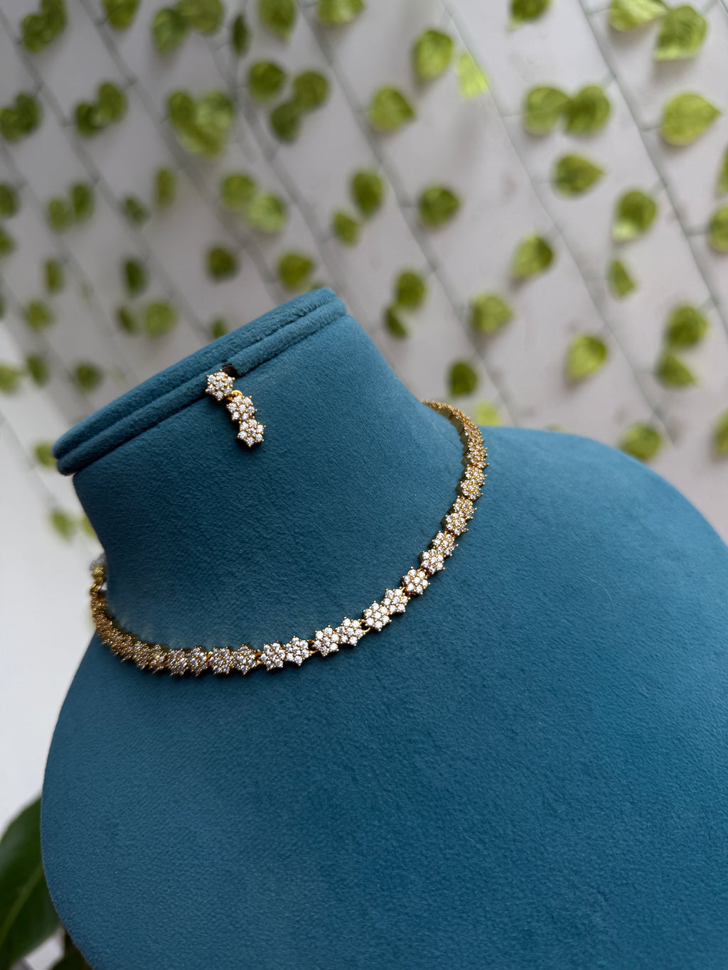 Unique cascade flower design short neckset with earrings ns936