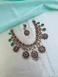Mossanite emerald short neckset with earrings ns217