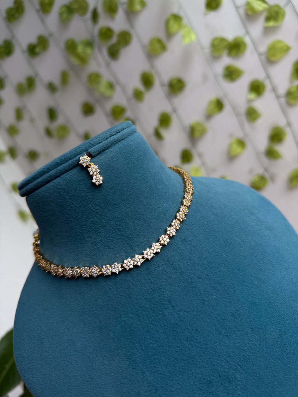 Unique cascade flower design short neckset with earrings ns936